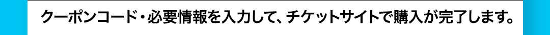 クーポンコード・必要情報を入力してチケットサイトで購入が完了します。